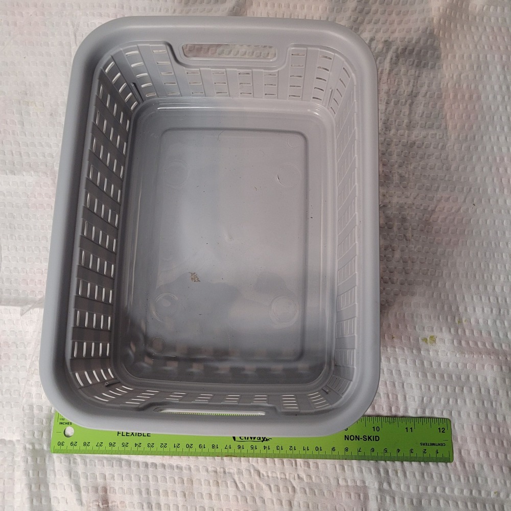 Sterilite Gray Plastic Storage Baskets Set of 2 Rectangular Ventilated‎ Bins